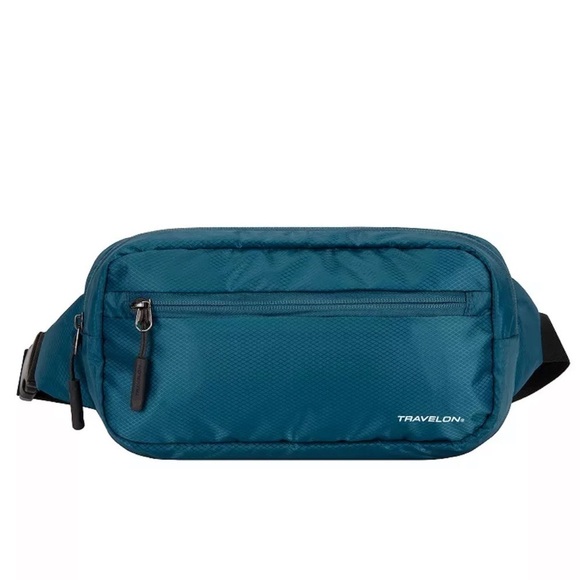 Travelon  Anti-theft Sling, RFID peacock teal Convertible Waist fanny pack bag - Picture 6 of 10